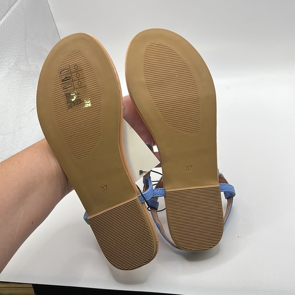 NWT H&M Sandals Thongs Shoes Blue Womens Size 6 37 - Picture 3 of 13